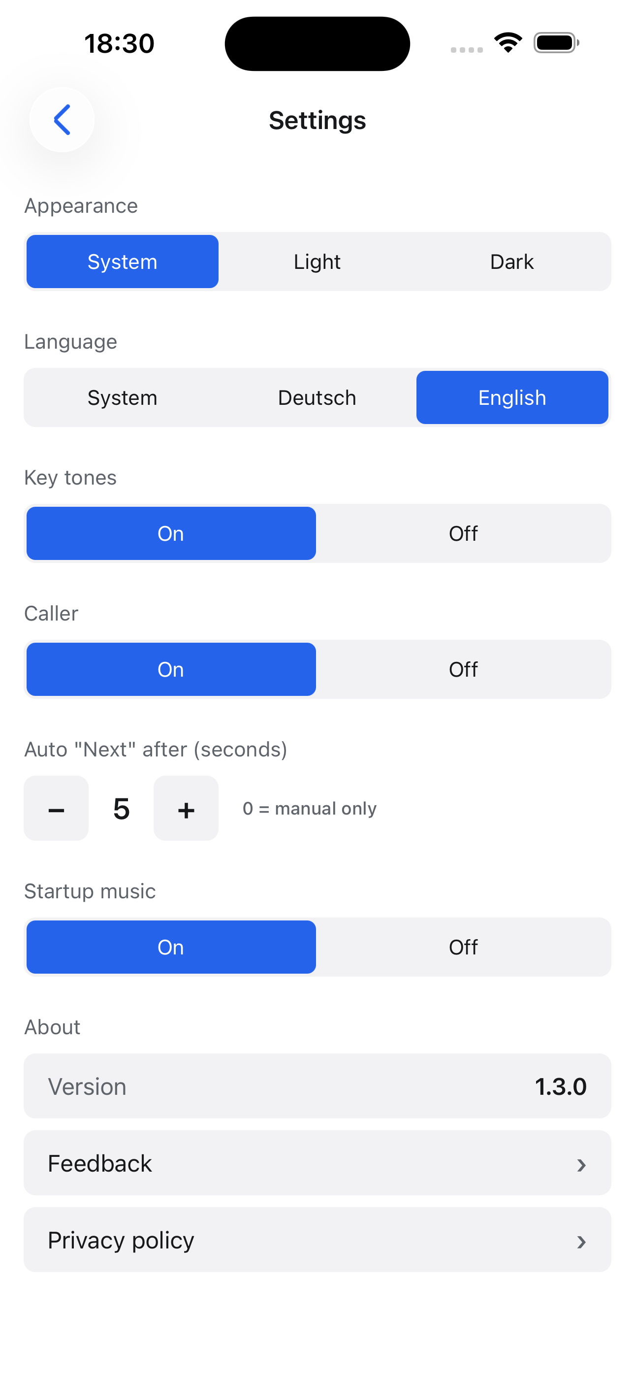 Caller, sounds, language and delays — your call.